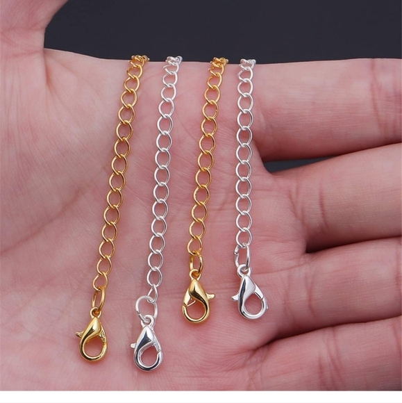 Gold Tone Overlay Sterling Silver Chain Extender Set of 5 - Picture 3 of 4